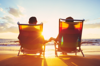 Couple on beach chairs
